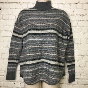 AE Striped Turtleneck Sweater Fuzzy